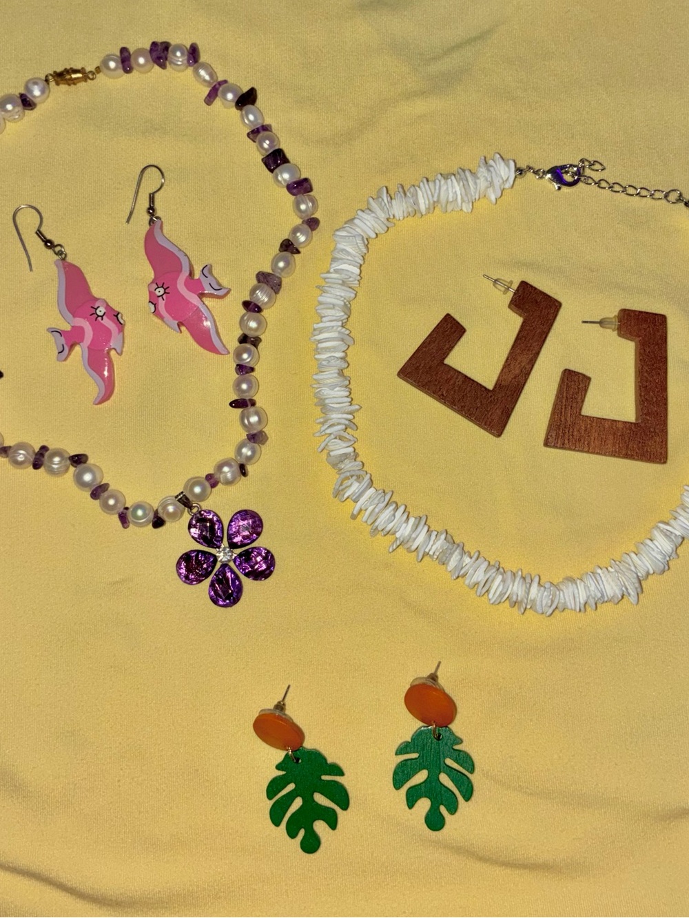 Vintage 90s Jewelry Bundle Coconutcore 80s Beach Vacation Necklaces Earrings